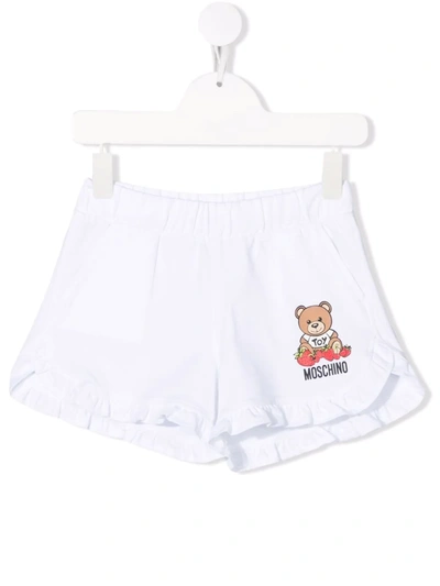 Moschino Kids' Teddy Bear-print Shorts In White