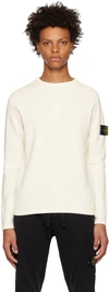 Stone Island Logo-patch Wool-blend Sweater In White