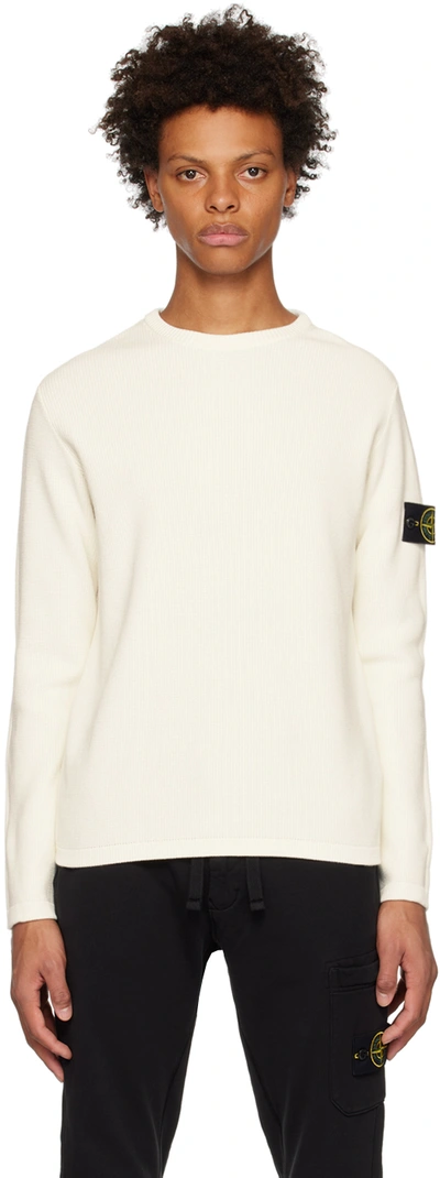 Stone Island Logo-patch Wool-blend Sweater In Beige