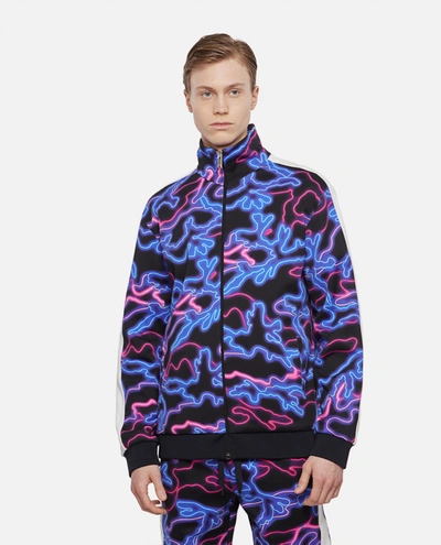 Valentino Jersey Sweatshirt With All-over Neon Camou Print In Black/multicolour