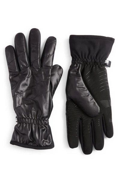Ur Mixed Media All Weather Puffer Gloves In Black