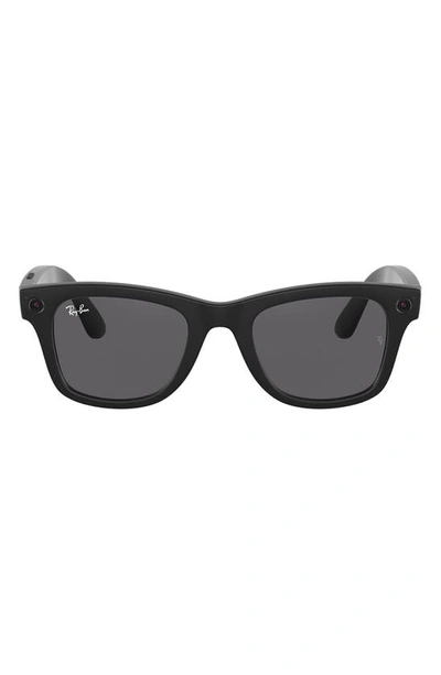 Ray Ban Stories Wayfarer 50mm Smart Glasses In Matte Black/ Dark Grey