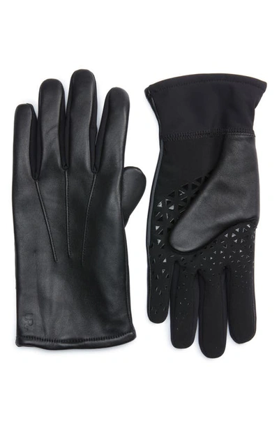 Ur Leather Touchscreen Compatible Gloves In Black