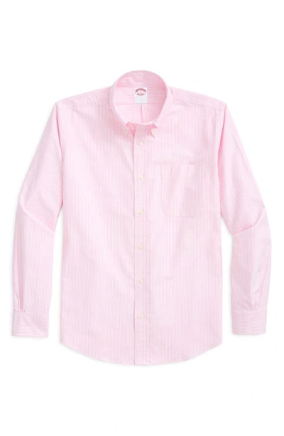 Brooks Brothers Regular Fit Stripe Oxford Cotton Button-up Shirt In Pinkstripe