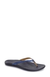 Olukai 'ho Opio' Leather Flip Flop In Blue Leather