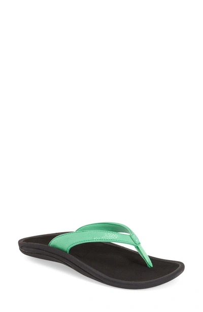 Olukai 'kulapa Kai' Thong Sandal In Pale Jade/ Black