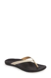 Olukai Ho Opio Leather Flip Flop In Tapa/ Black Leather