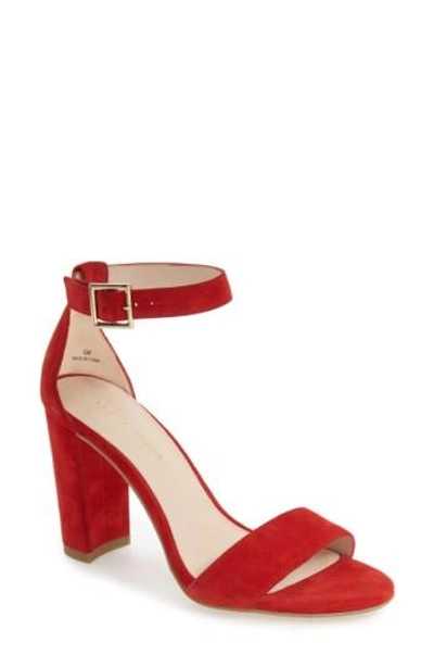 Pelle Moda 'bonnie' Ankle Strap Sandal In Lipstick Red Suede