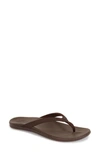 Olukai Ho Opio Flip Flop In Brown Faux Leather
