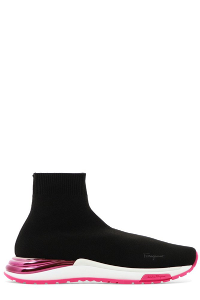 Ferragamo Ninette Nylon Sock Sneakers In Black