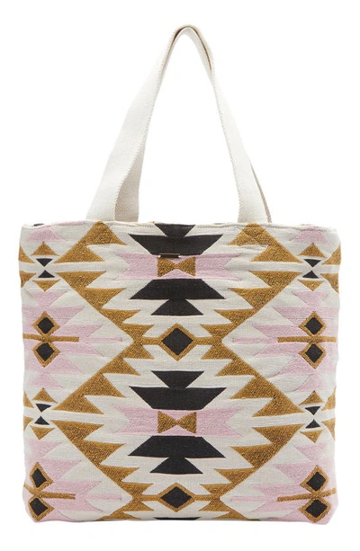 Billabong Happy Go Lucky Patterned Tote Bag In Pink