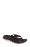 Olukai 'u'i' Thong Sandal In Black/ Black Leather