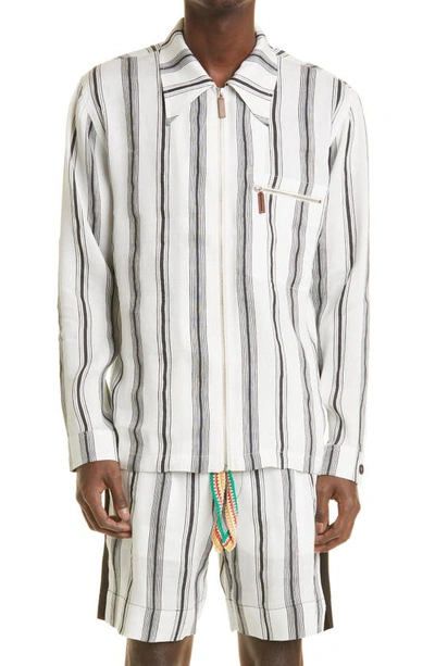 Wales Bonner Depara Striped Linen And Silk-blend Shirt In Multi