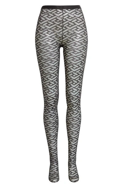 Versace Greca Signature Tights In Black