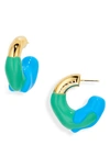 Sunnei Small Rubberized Hoop Earrings In Green