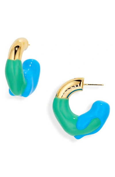 Sunnei Small Rubberized Hoop Earrings In Green