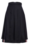 Thom Browne Drop Back Pleated Merino Wool Skirt In Navy