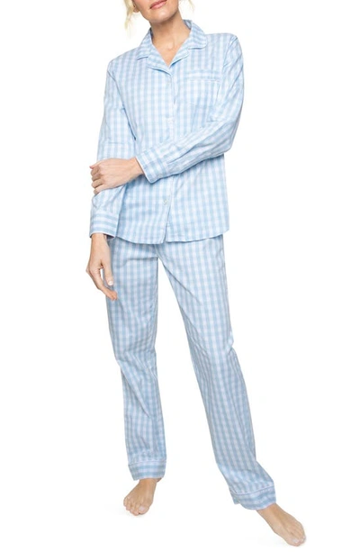 Petite Plume Gingham Check Pajamas In Blue