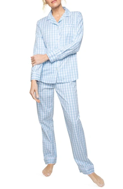 Petite Plume Gingham Check Pyjamas In Blue