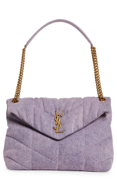 Saint Laurent Medium Lou Quilted Denim Bag In Denim Lilas