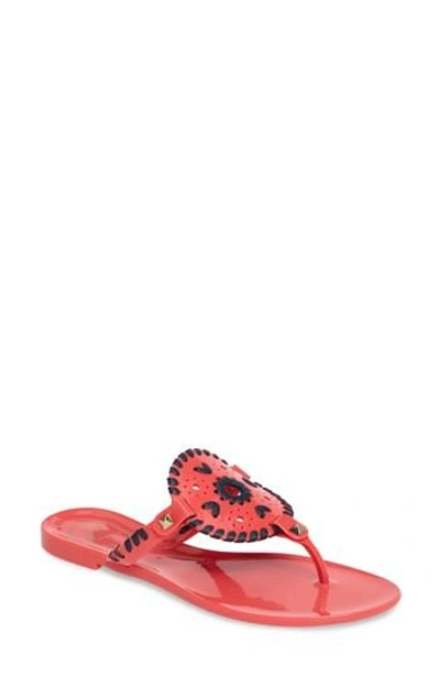 Jack Rogers Sparkle Georgica Jelly Thong Sandals In Rose Gold