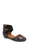 Gentle Souls 'noa' Elastic Strap D'orsay Sandal In Black Flower Leather