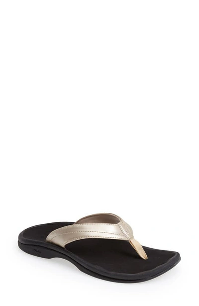 Olukai Ohana Flip Flop In Bubbly/ Black Faux Leather