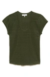 Frame Easy Scoop Neck Organic Linen T-shirt In Fatigue