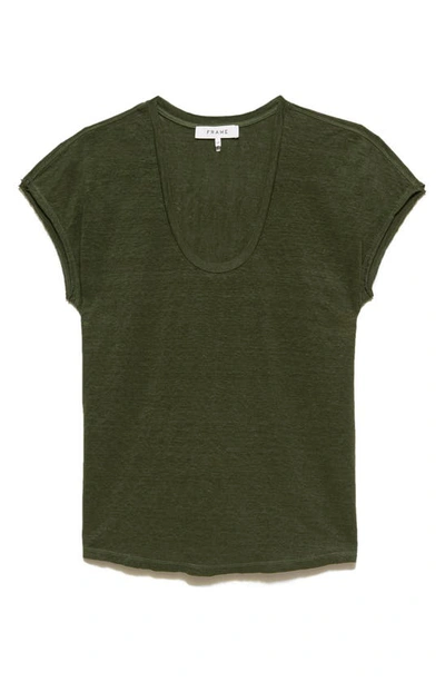 Frame Easy Scoop Neck Organic Linen T-shirt In Fatigue