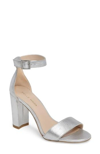 Pelle Moda 'bonnie' Ankle Strap Sandal In Silver Leather