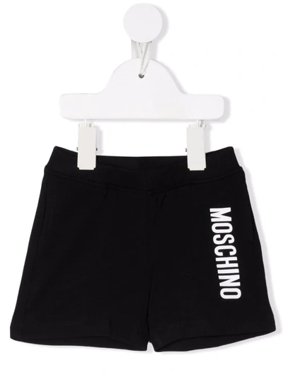 Moschino Babies' Logo-print Track Shorts In Nero