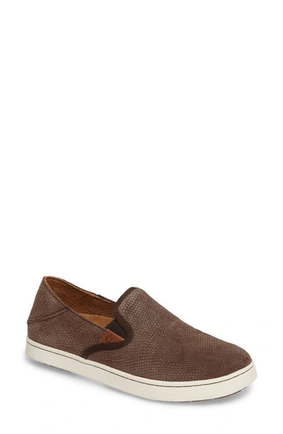 Olukai Pehuea Slip-on Sneaker In Dark Java Honu/ Java Leather