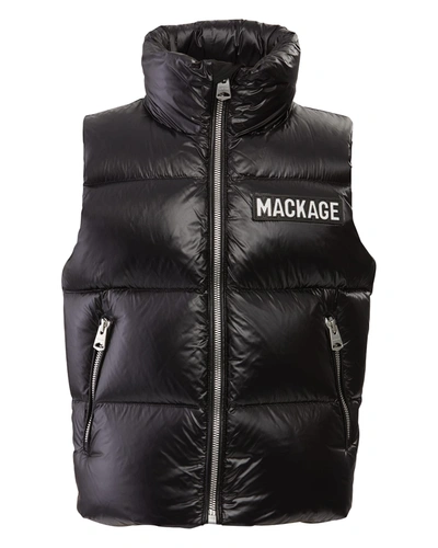 Mackage Kid's Charlee Quilted Logo Vest In Black