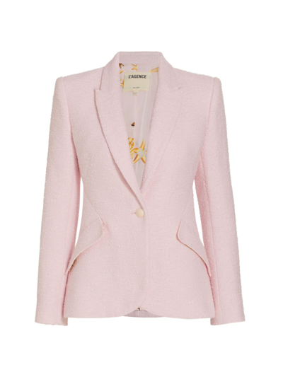 L Agence Chamberlain Cotton-blend Bouclé-tweed Blazer In Pink