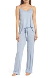 Natori Feathers Long-sleeve Pajama Set In Heather Ink Blue