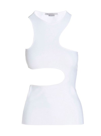 Stella Mccartney Compact Viscose Blend Knit Cutout Top In White