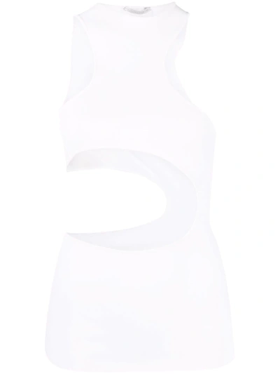 Stella Mccartney Compact Viscose Blend Knit Cutout Top In White