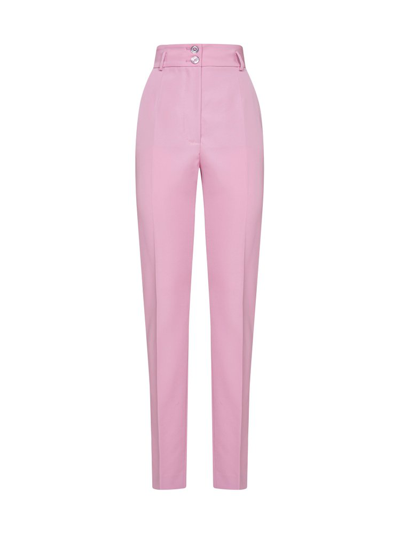 Dolce & Gabbana Buttoned Straight Leg Trousers In Lilac