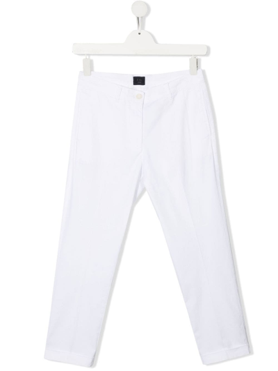 Fay Teen Slim-cut Cotton Trousers In White