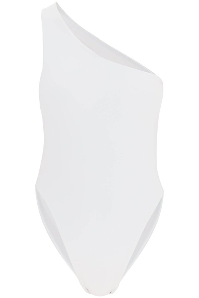 Louisa Ballou Plunge One-shoulder Swimsuit In White