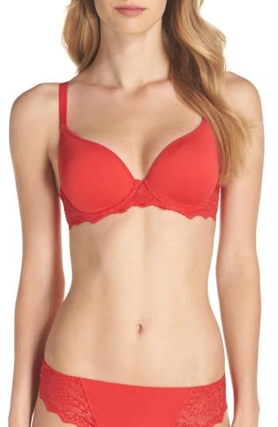 Simone Perele 'caresse' Underwire Plunge Bra In Scarlet