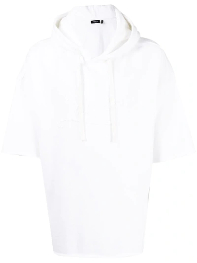 Five Cm Embroidered-logo Short-sleeve Hoodie In Weiss