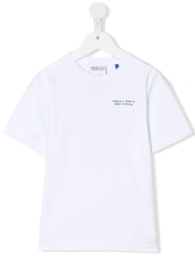 Marcelo Burlon County Of Milan Marcelo Burlon Kids Boys White Cotton T-shirt With Logo Print