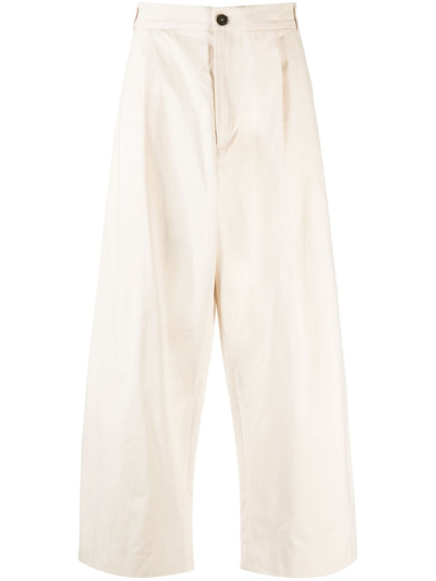 Studio Nicholson Sorte Wide-leg Pleated Trousers In Neutrals