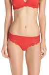 Simone Perele 'caresse' Lace Tanga Briefs In Scarlet