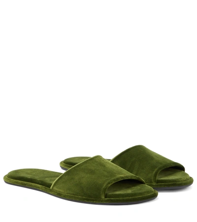 The Row Canal Velvet Slippers In Moss ModeSens