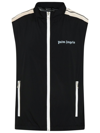 Palm Angels Logo-print Striped Shell Gilet In Black