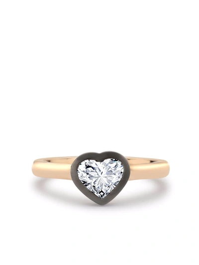 Pragnell 18kt Rose And Blackened White Gold Legacy Heart-shaped Diamond Ring In Pink