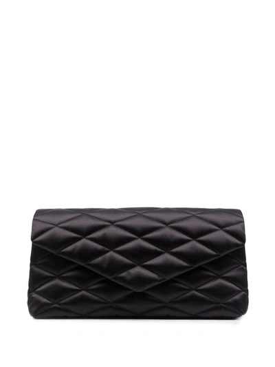 Saint Laurent Sade Puffer Quilted Leather Clutch In Black