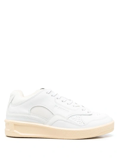 Jil Sander Embossed-logo Detail Low-top Sneakers In White